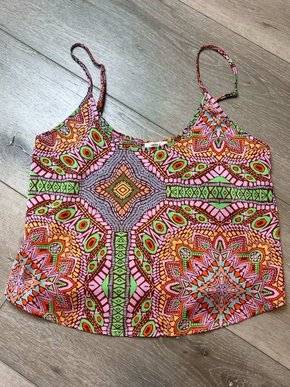 Vibrant Multi-Color Geometric Print Spaghetti Strap Tank Top